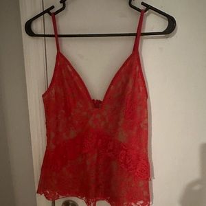 French Connection Red Lace Top